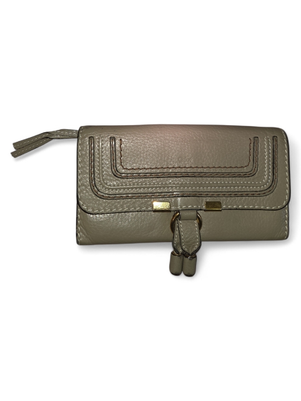 Chloé Leather Wallet in Taupe with Gold Hardware